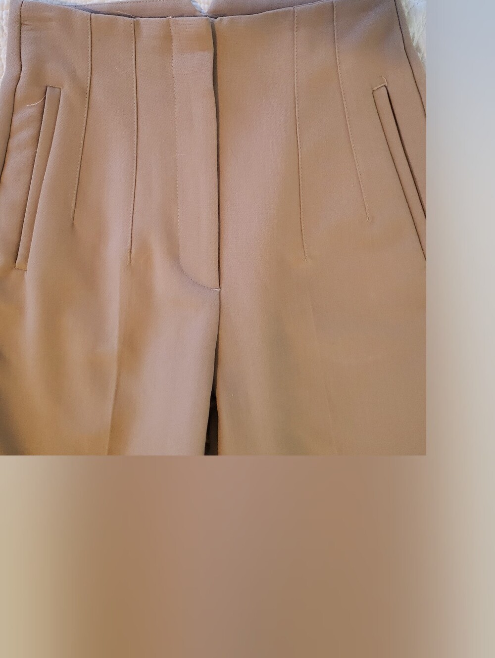 Zara High-Waist Straight Tailored Trousers Pants in Tan Beige Size XS - Picture 4 of 7
